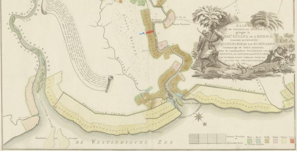 Kaart Berbice met plantage