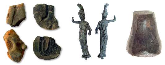 In Didam gevonden gietmallen, Minerva-beeldje en muntstempel