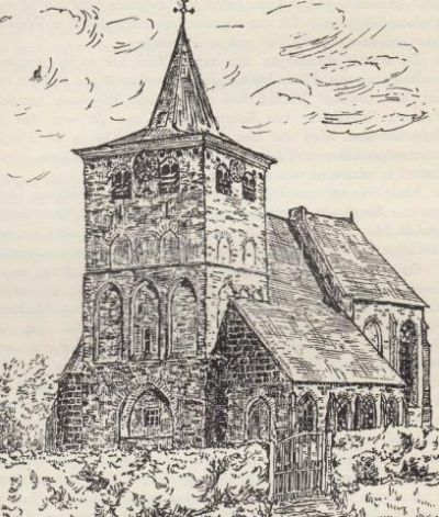 Tekening van de oude dorpskerk te Westervoort